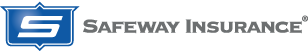 A blue and white logo for safeway insurance