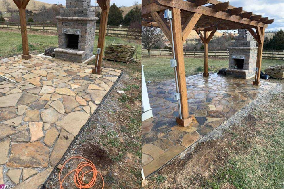 Before and after patio work