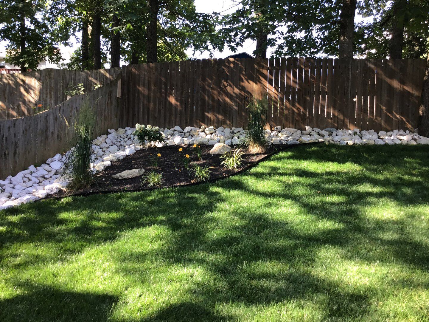 Beautiful Backyard With Trees — Arnold, MO — Red Oak Landscaping