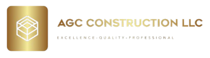 AGC Construction LLC gold logo with cube icon and tagline “Excellence, Quality, Professional”