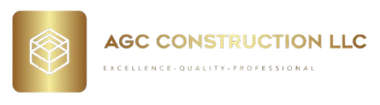 AGC Construction LLC gold logo with cube icon and tagline &ldquo;Excellence, Quality, Professional&rdquo;