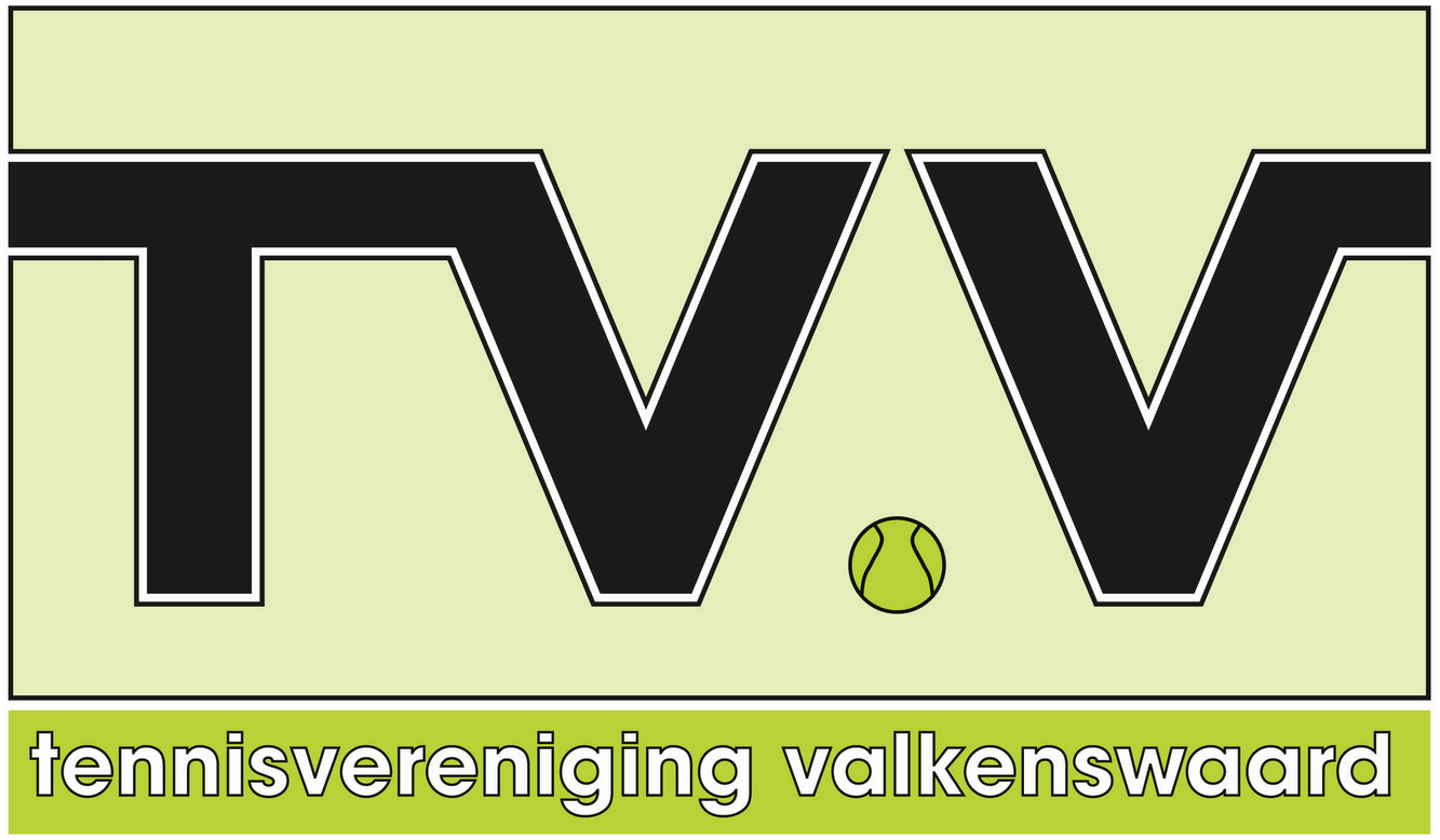 Logo voor Tennisvereniging Valkenswaard met zwarte letters 