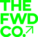 Een fel neon-groen logo met de tekst