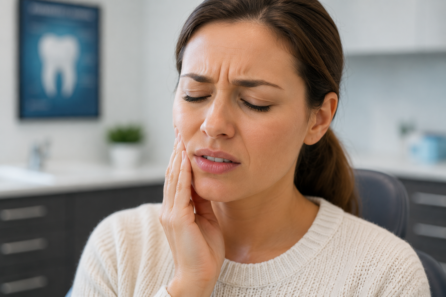 patient experiencing tooth pain and root canal signs