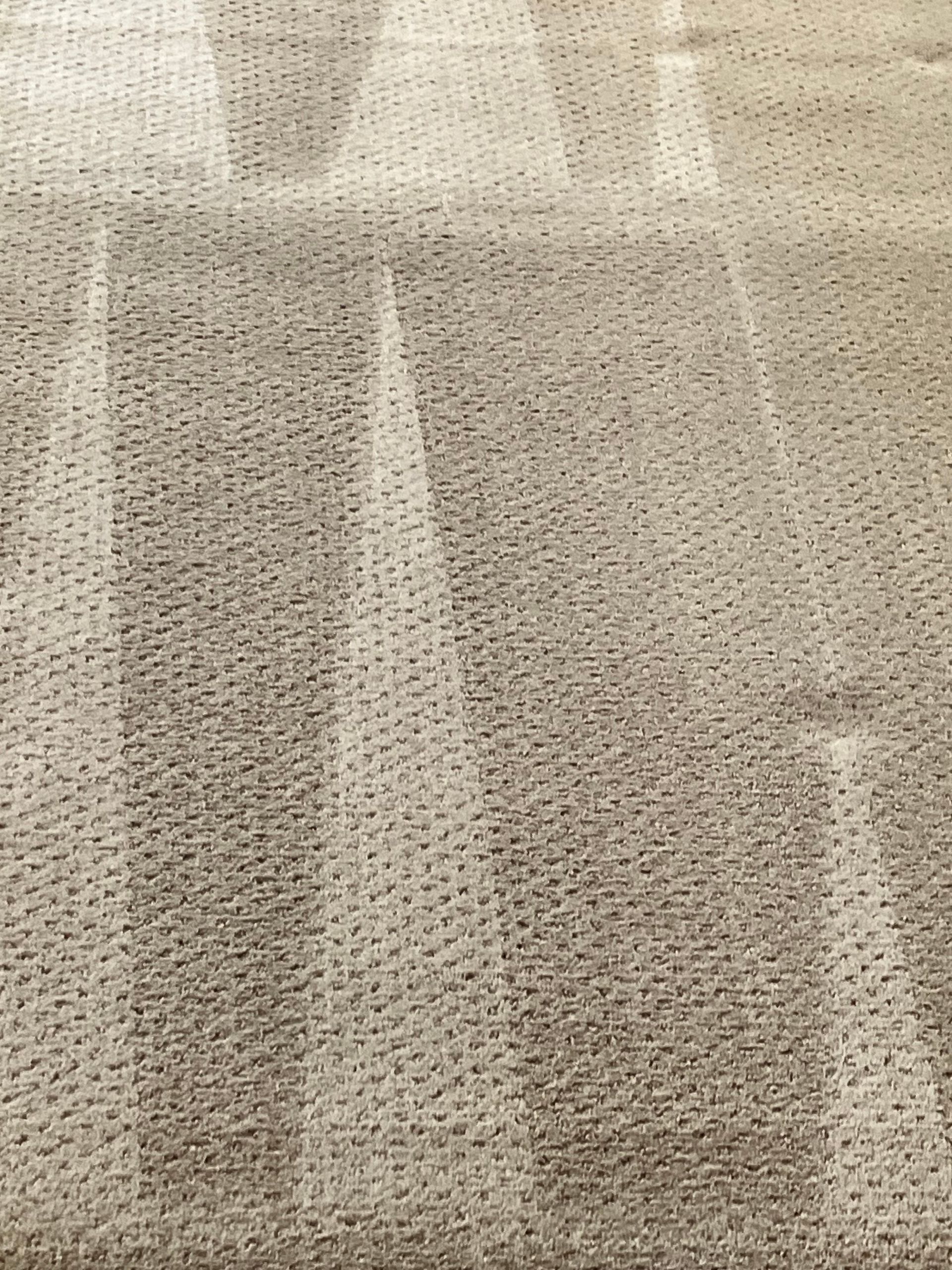 Close-up of a beige woven carpet with a subtle geometric stripe pattern