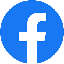 Blue Facebook logo with a white lowercase “f” in a circle