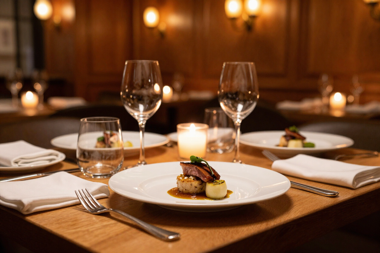 Fine dining table in an upscale Charleston restaurant