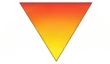 A red and yellow triangle on a white background.