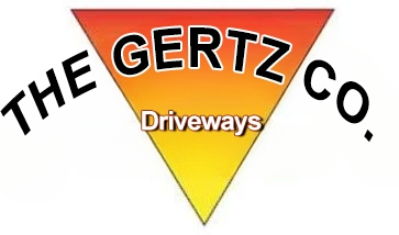 The gertz co. driveways logo is a triangle with the words `` the gertz co. driveways '' written on it.