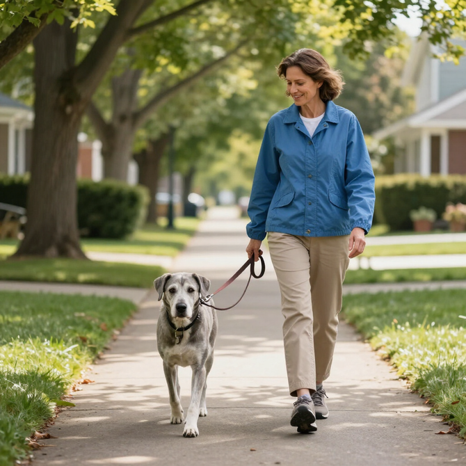 A professional sitter preparing a care routine for dogs at home.