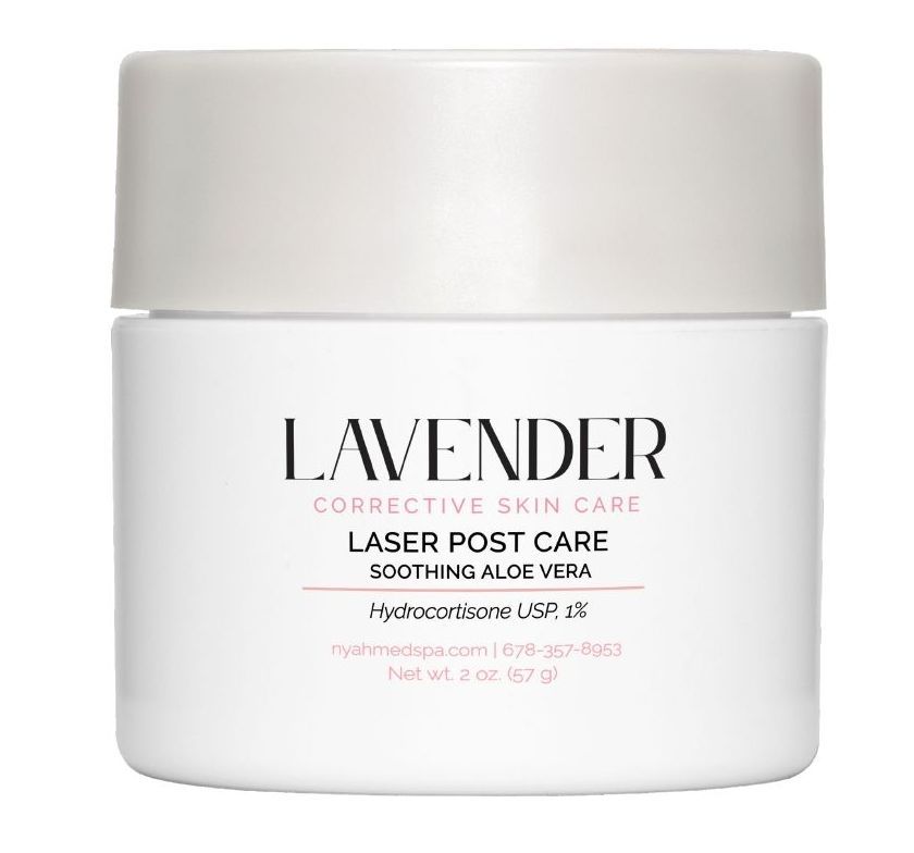 Lavender Corrective Skin Care Laser Post Care Soothing Cream jar with white lid