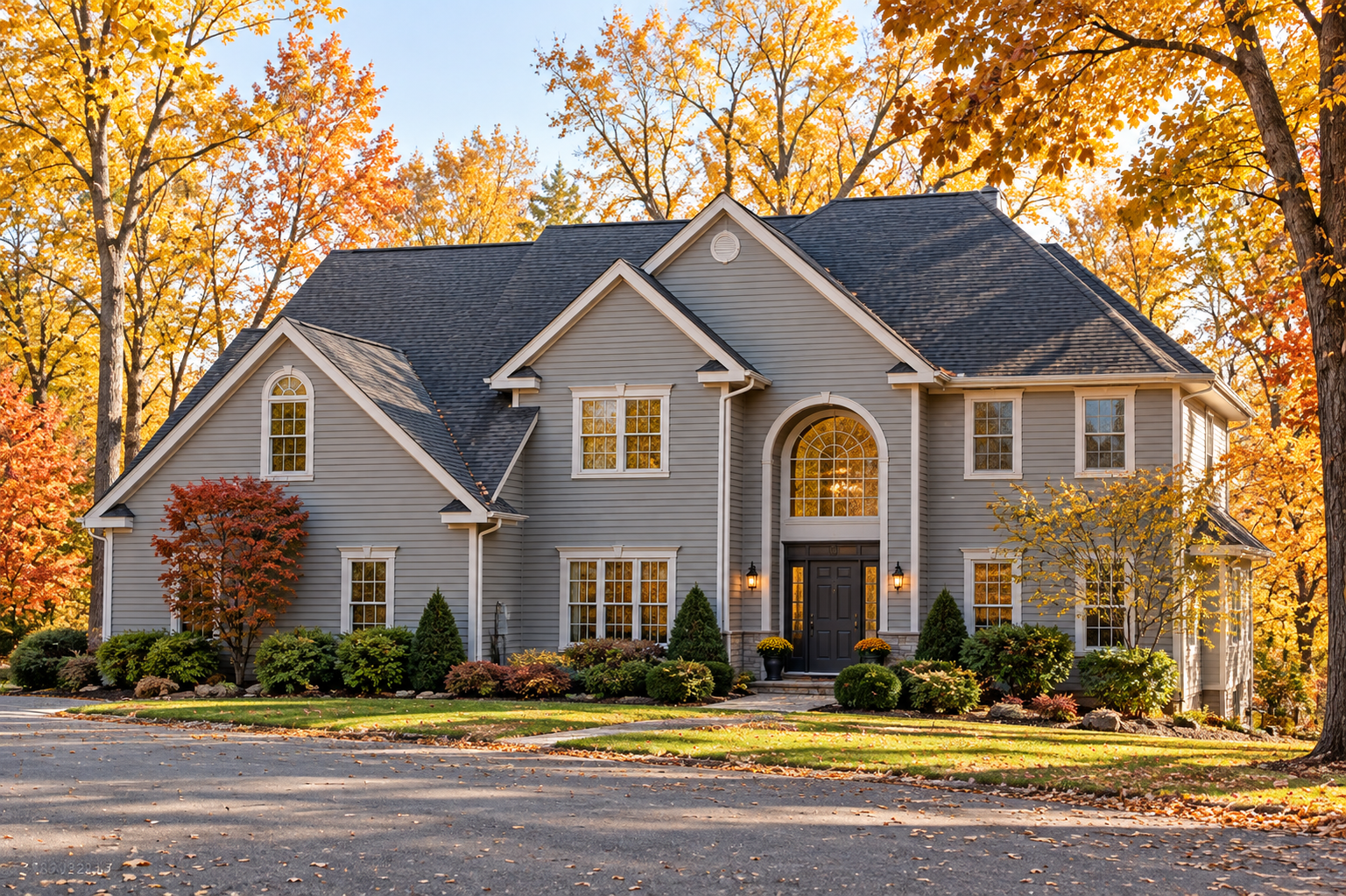 Larger home shown in Ham Lake, MN in the fall