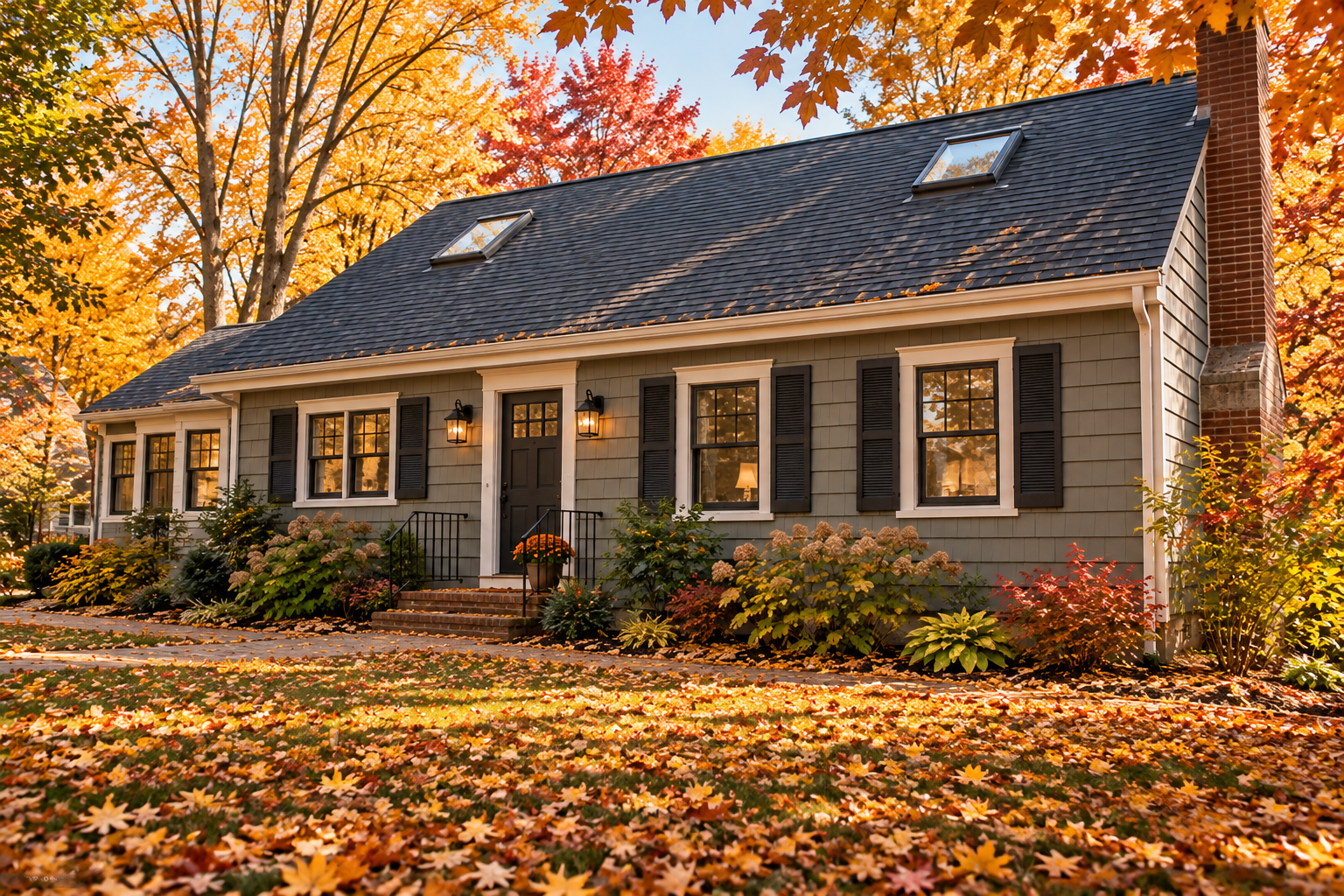 Craftsman style home in Fridley, MN shown in the fall
