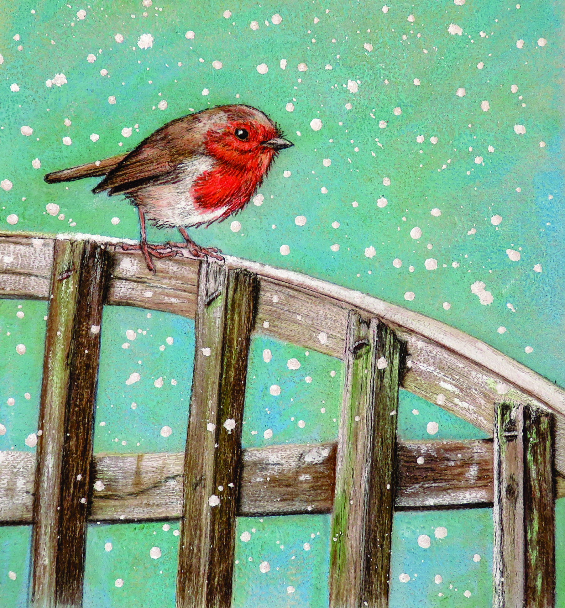 winter robin a hand painted machine embroidery