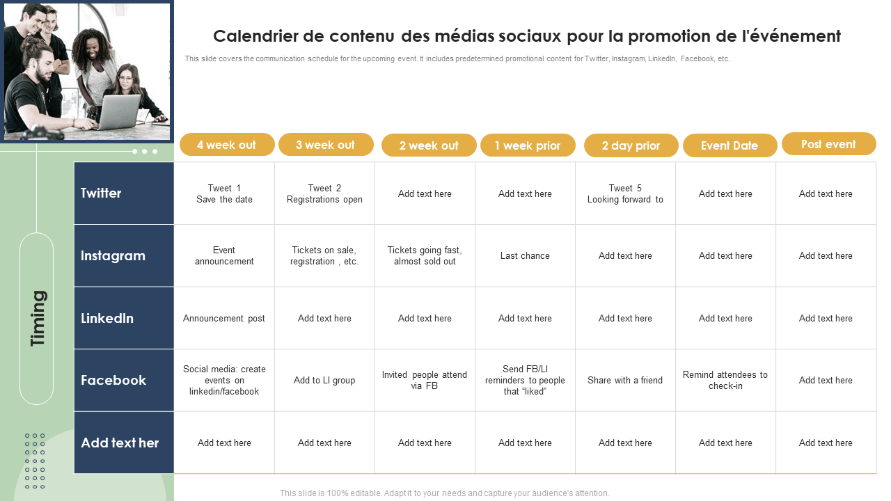Calendrier de réseaux sociaux