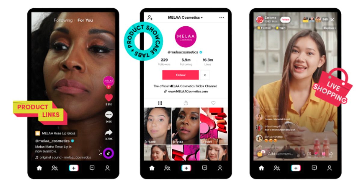 Trois téléphones portables avec le visage d'une femme dessus.