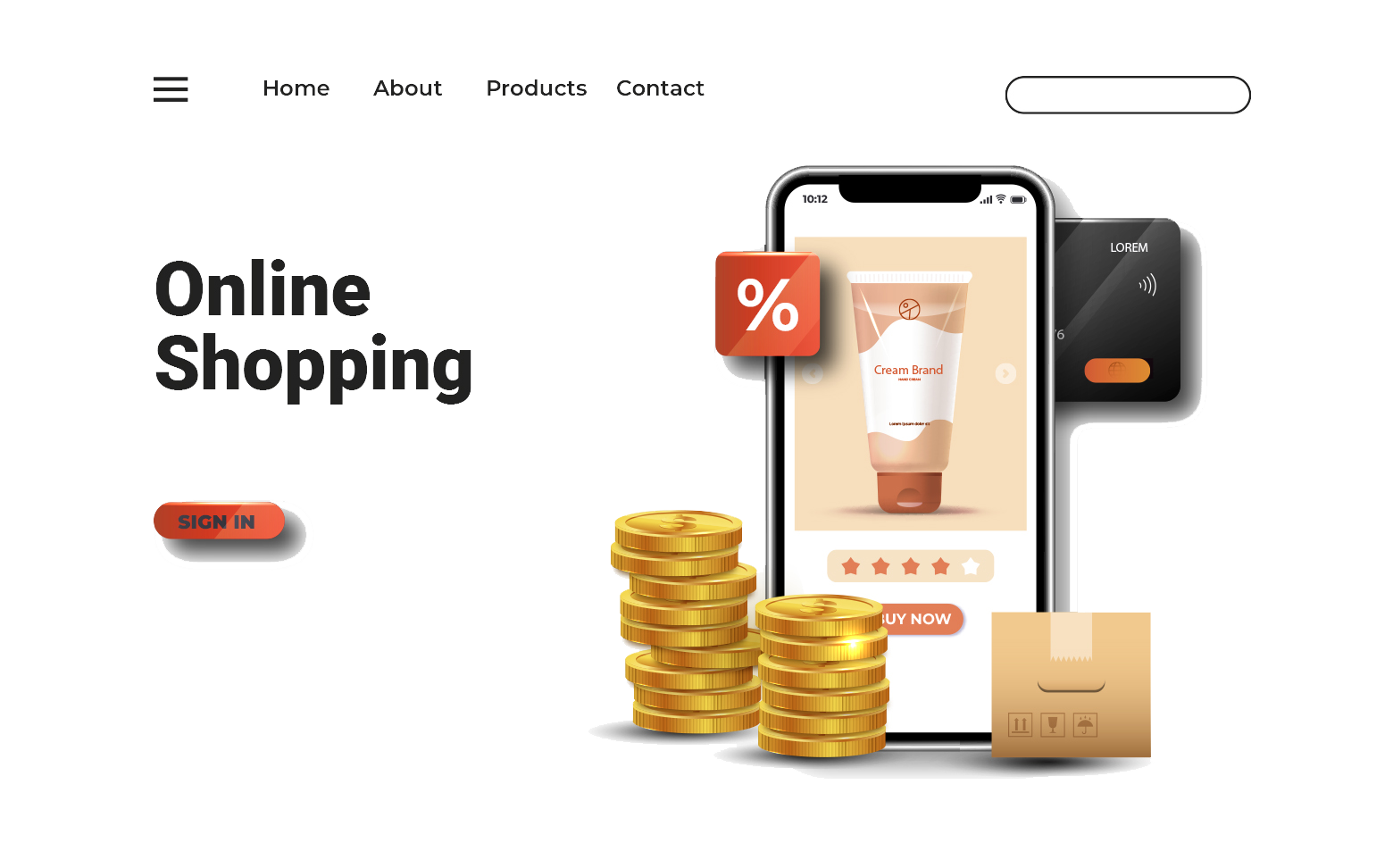 C'est une page de destination pour un site d'achat en ligne.
