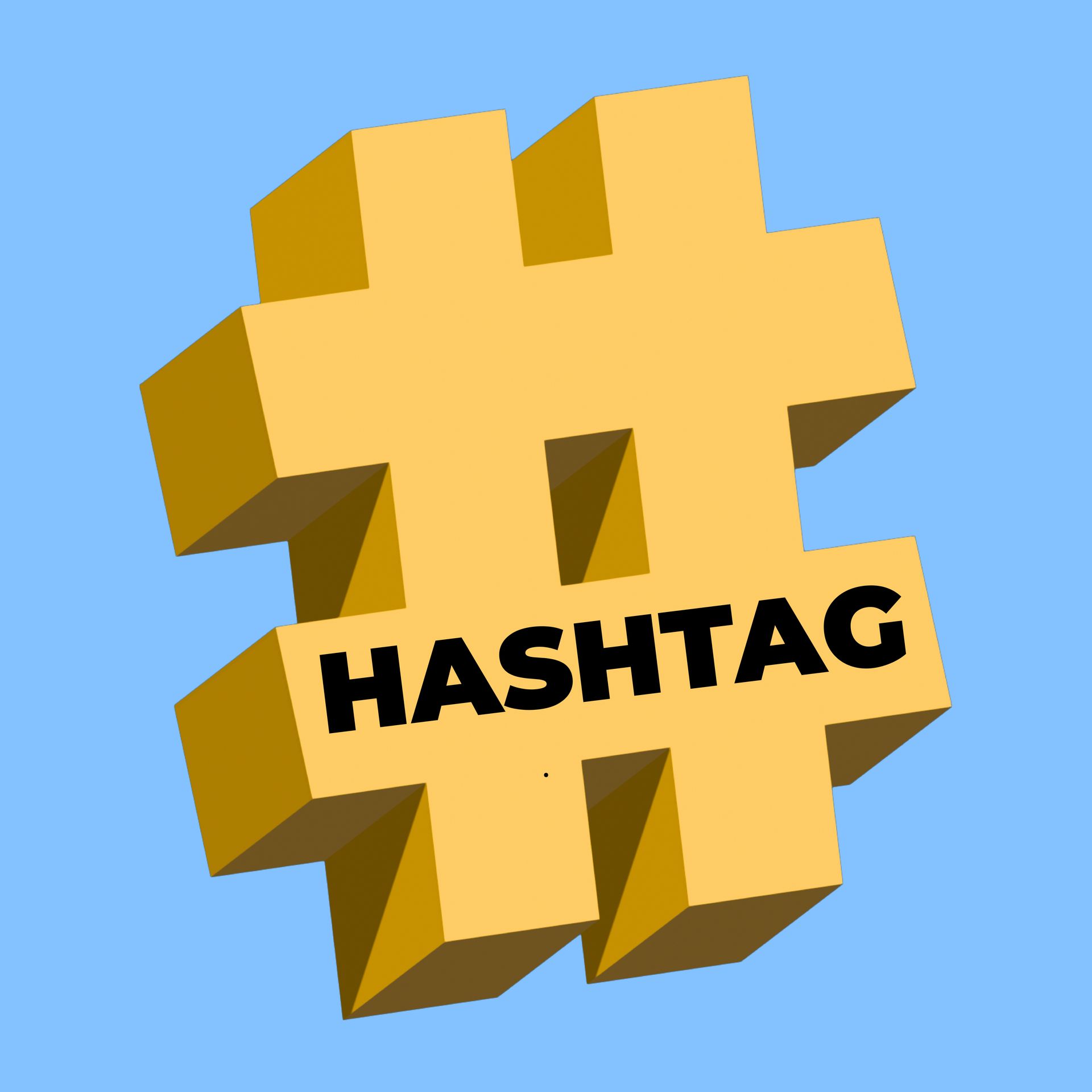 Un symbole de hashtag jaune sur fond bleu