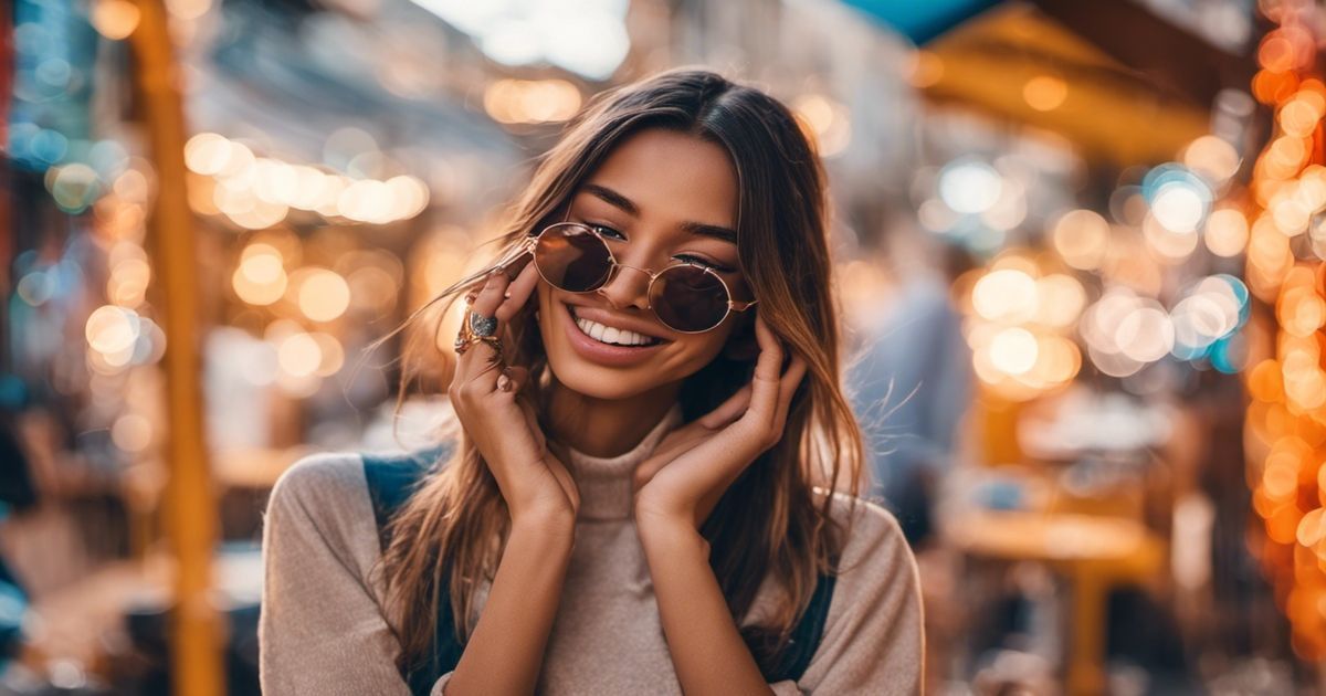 Une femme portant des lunettes de soleil sourit et regarde la caméra.