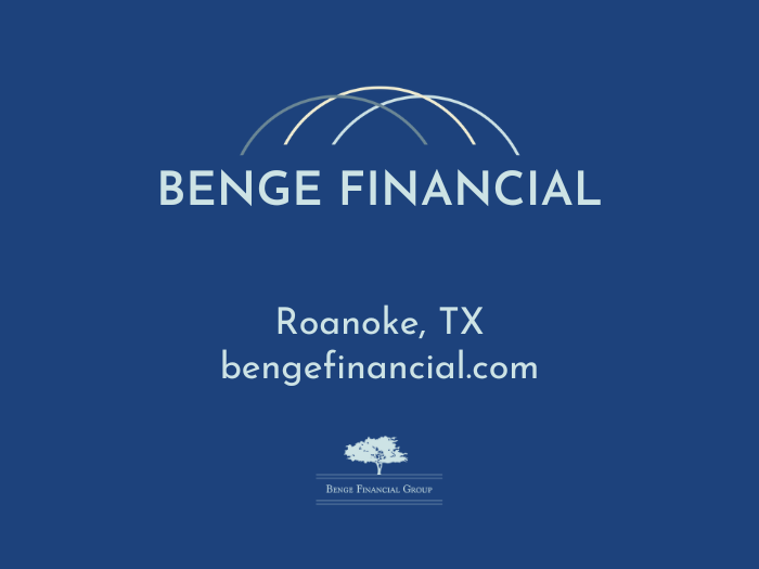 A logo for benge financial in roanoke tx