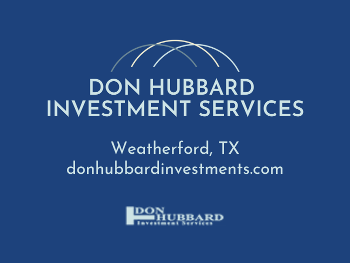 A blue sign for don hubbard investment services