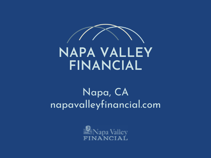 The napa valley financial logo is on a blue background