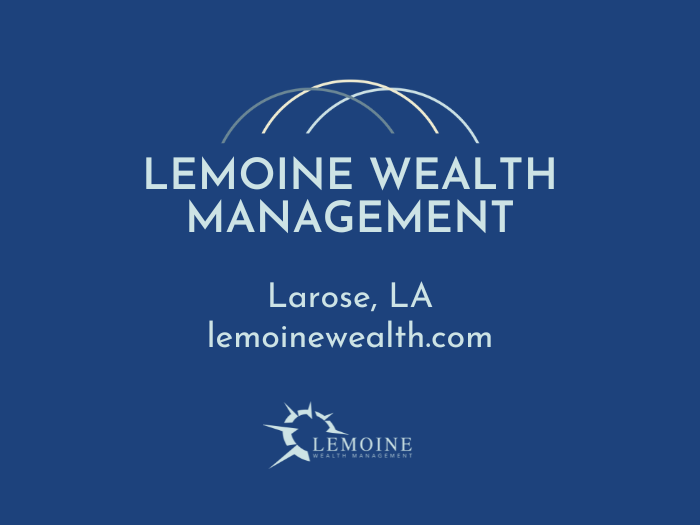 A blue background with lemone wealth management written on it