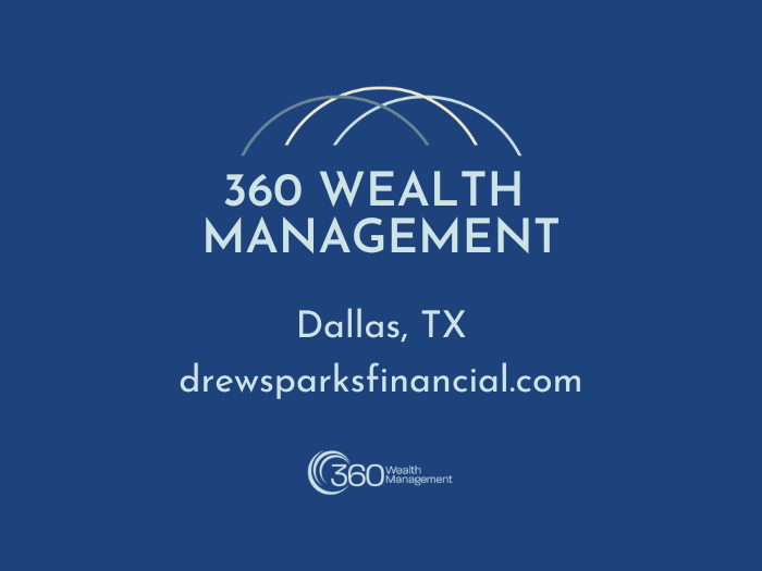 A blue background with the words 360 wealth management dallas tx