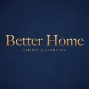 Better Home Cabinet & Stone Inc. logo on a dark blue background