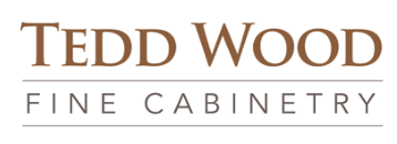 Ted Wood Fine Cabinetry logo in brown and gray text on a white background
