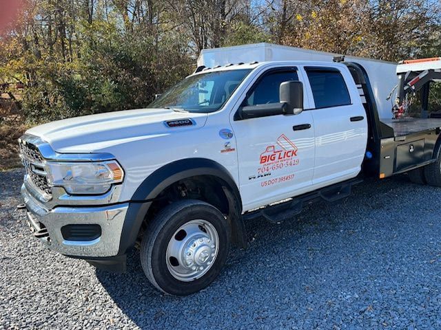 dumpster rental oakboro nc The Big Lick Dumpster Rentals of Oakboro, NC branded dumpster delivery truck.