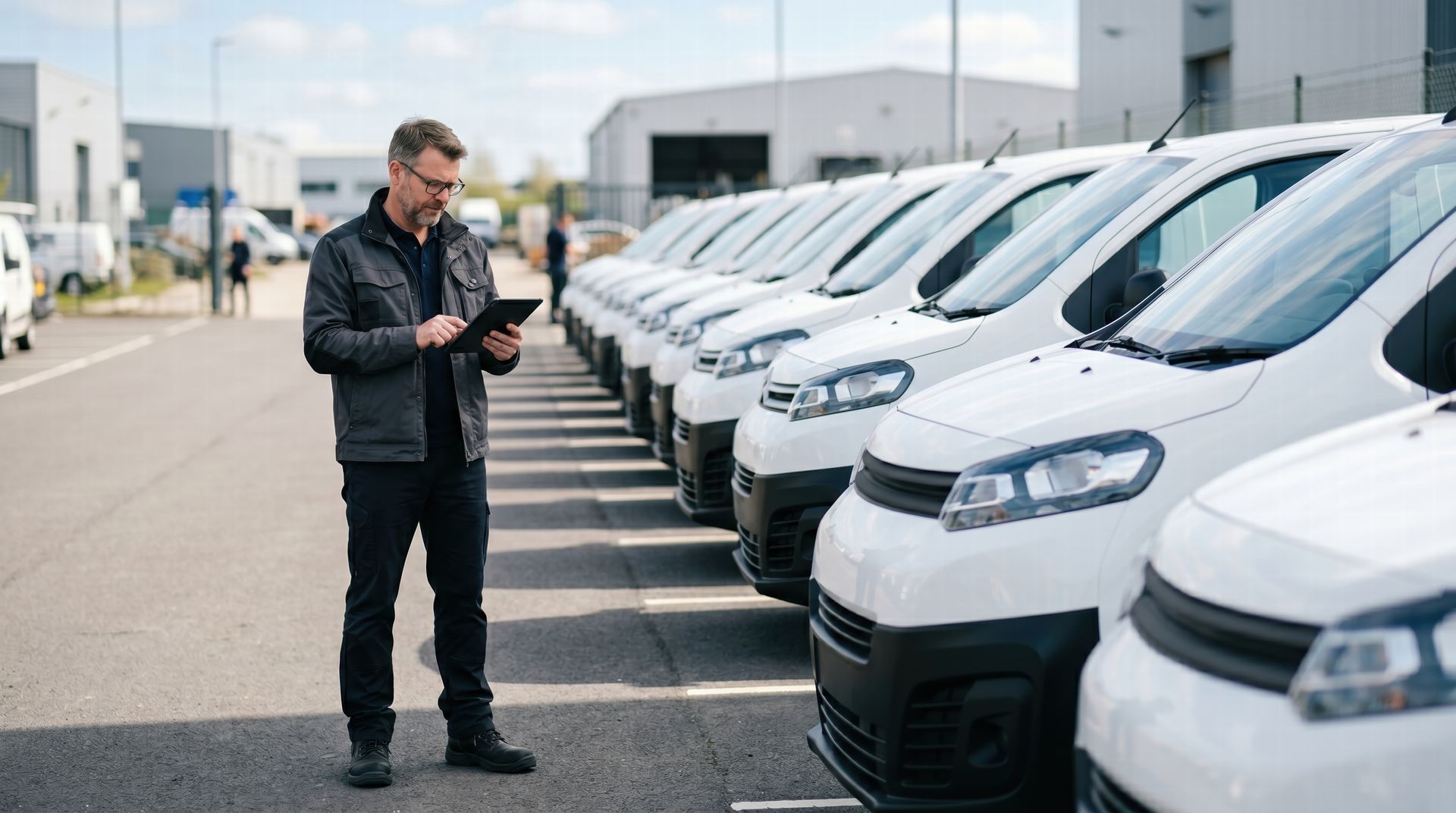 A fleet of white trucks lined up | Campbell Automotive