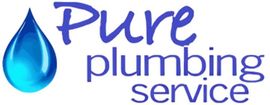 Blue water drop logo with the text &ldquo;Pure plumbing service&rdquo;