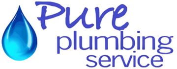 Blue water drop logo with the text &ldquo;Pure plumbing service&rdquo;