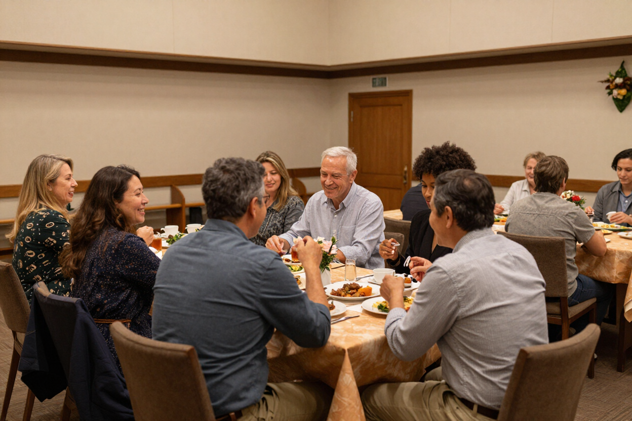 Congregation enjoying a meal together at Harmony United Church