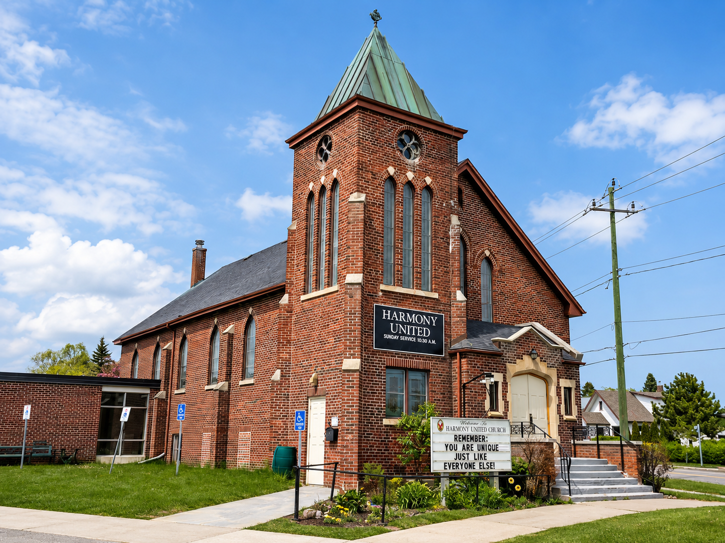 Harmony United Church exterior at 1 Shuniah Street, Thunder Bay