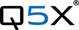Q5X Logo with a black "Q", a blue "5", black "X", and a registered trademark symbol.