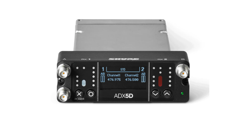 Front view of Shure ADX5D mobile receiver 