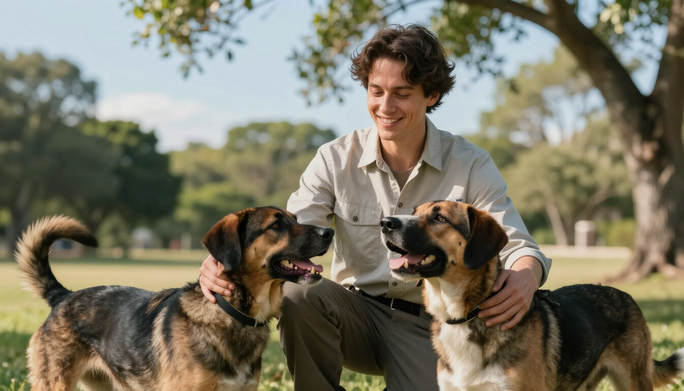 Persona feliz con perros