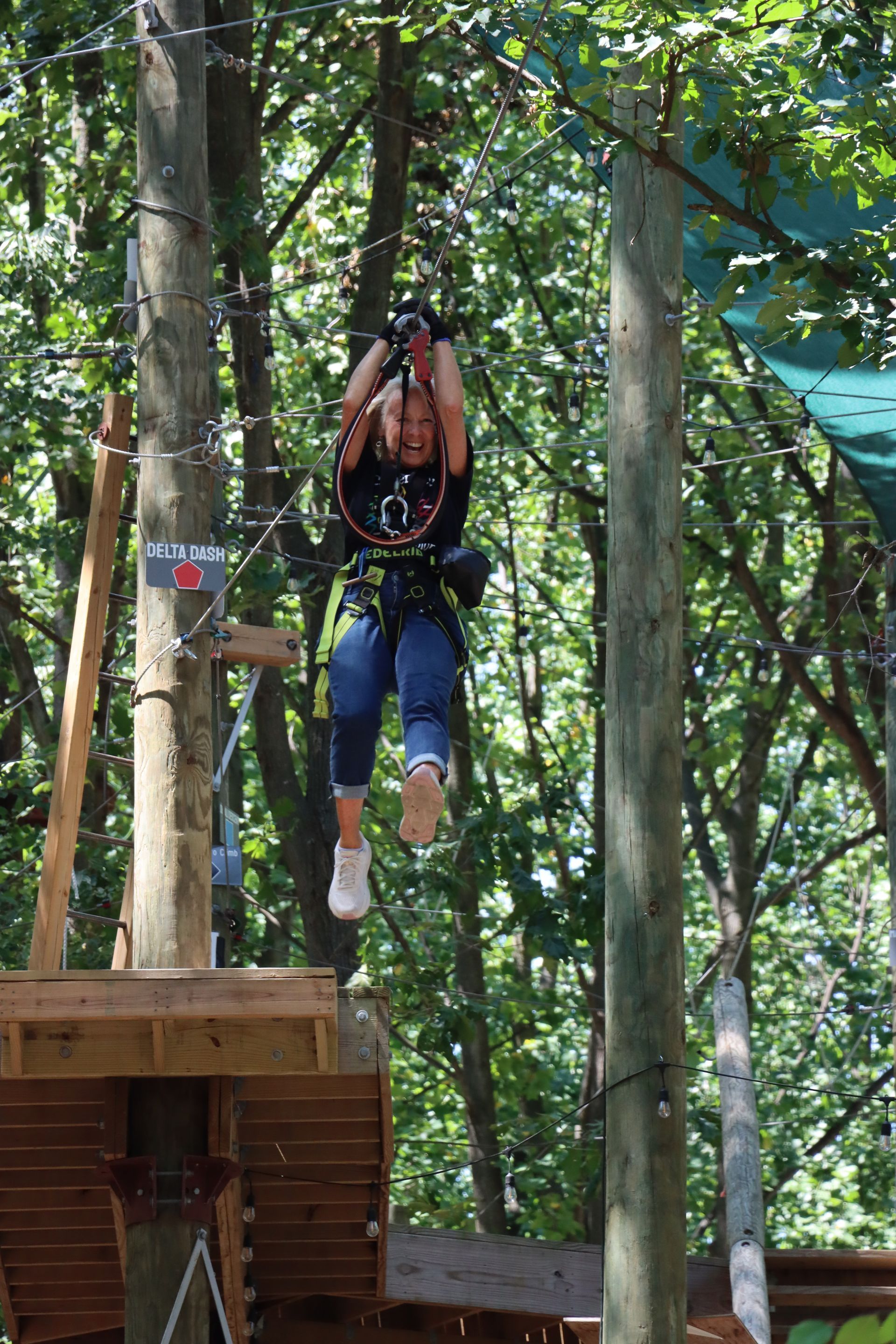 women ziplining at Tree Trekkers
