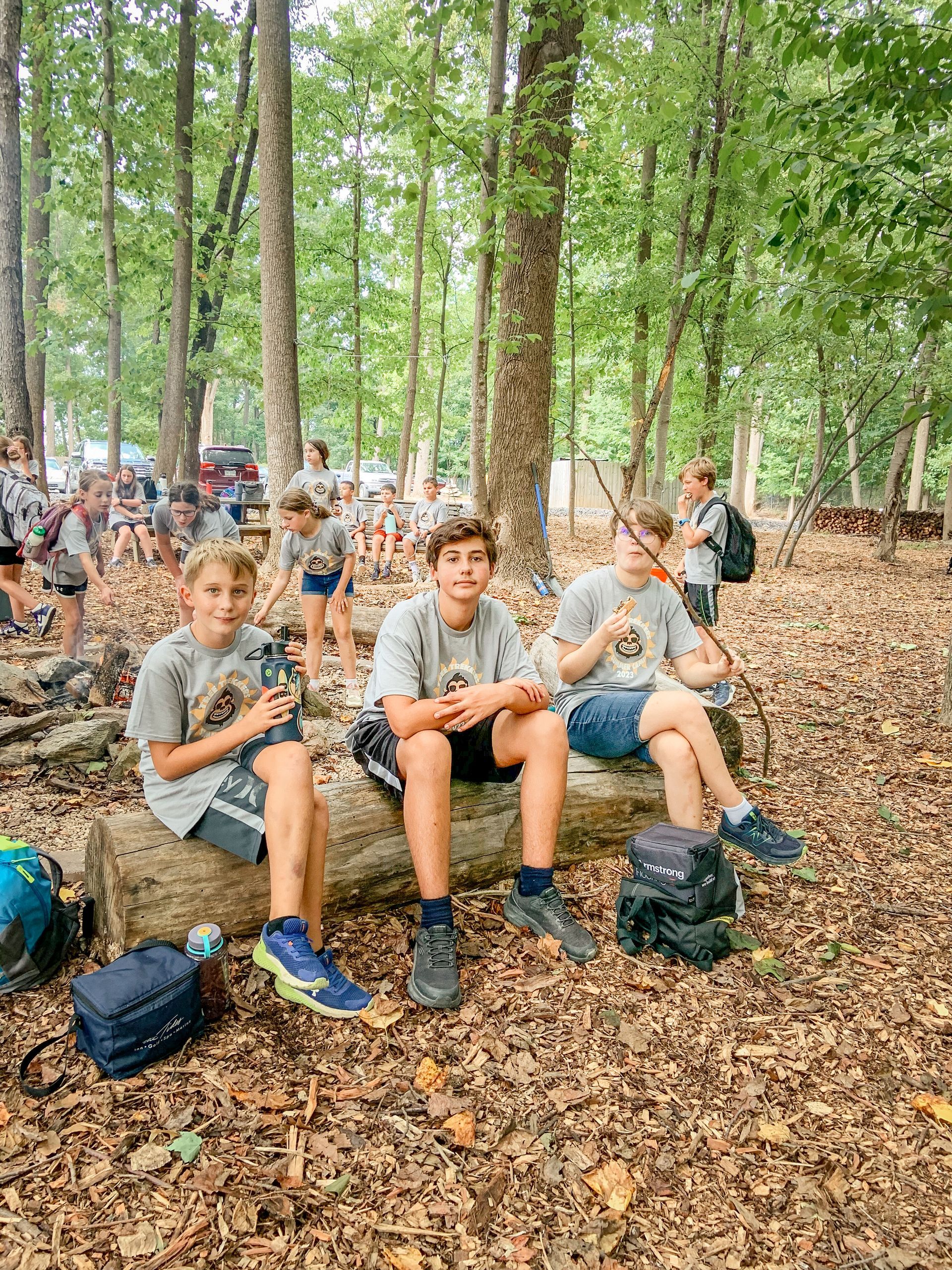campers at bonfire roasting smore's