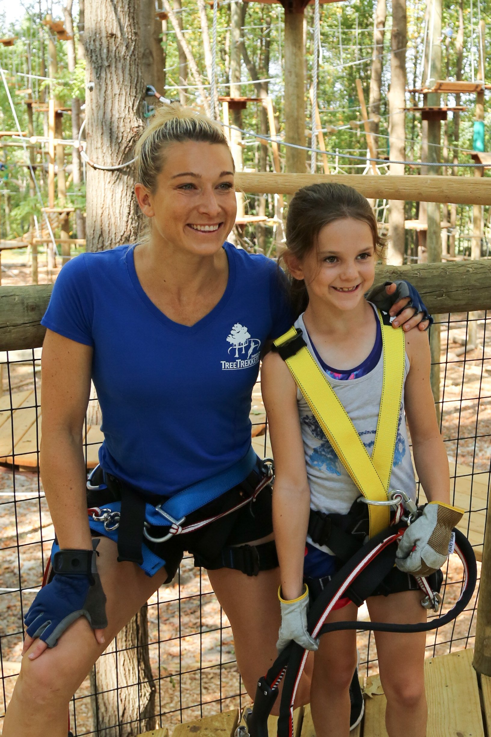 Jessie Graff with young fan at Tree Trekkers