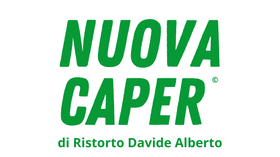 Green and white Nuova Caper logo with “di Ristoro Davide Alberto” beneath it