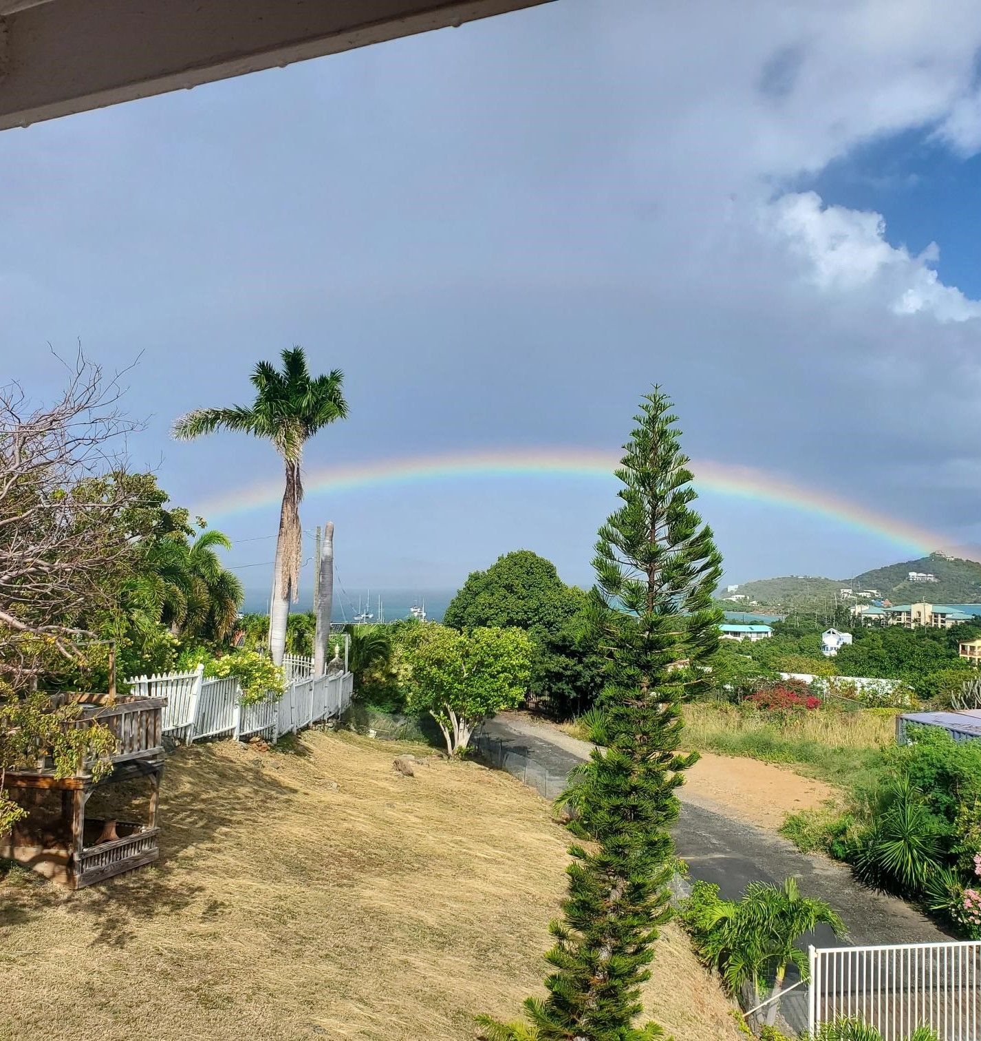A rainbow view from the villla.