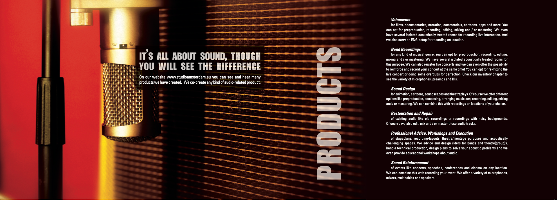 Studio amsterdam, brochure, products, microphone, guitar cabinet, miking, micing, Studio Projects 