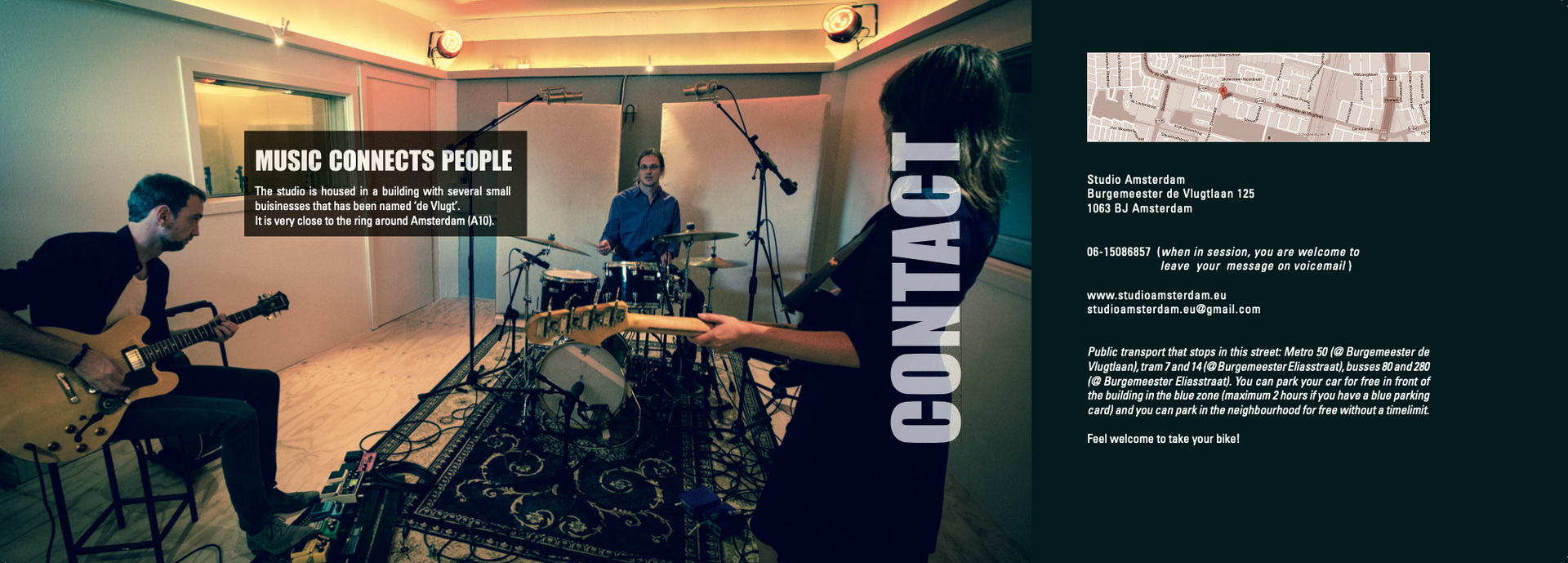 studio amsterdam, March Scheelen, Geert Sluyter, Josine Stremmelaar, band, music, recording, live room, contact