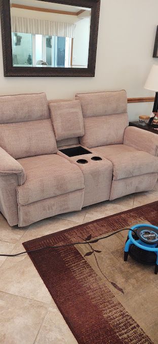 Recliner loveseat cleaned with eco friendly upholstery cleaning service