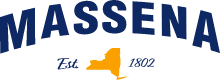 A blue and yellow logo for massana new york