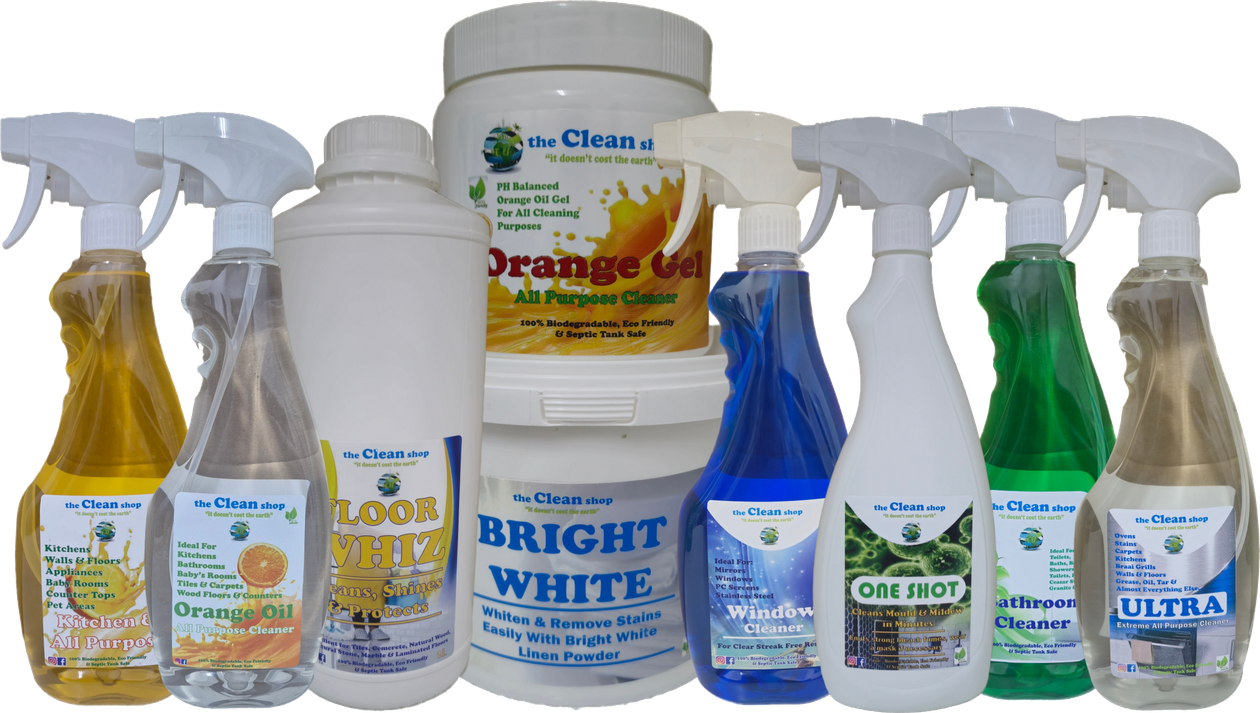 Selection of eco friendly biodegradable cleaning products 