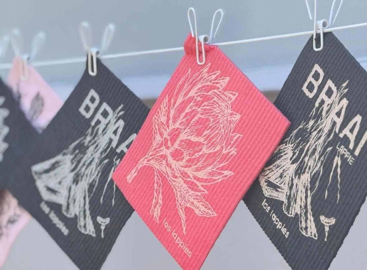 Colorful textile tags with floral designs and 